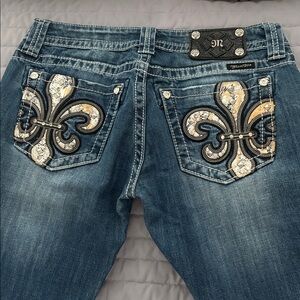 Miss Me Denim Jeans with Gold and Silver Embroidery